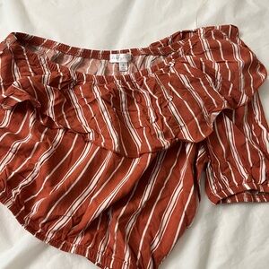 Macy's Rust and White Striped Crop Top